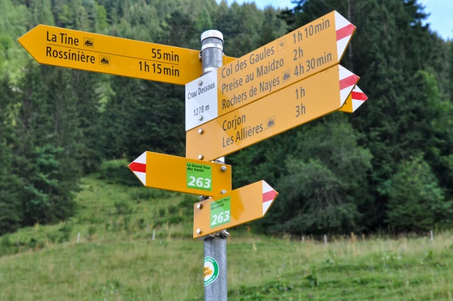 Rossiniere-Corjon panneau de randonnée