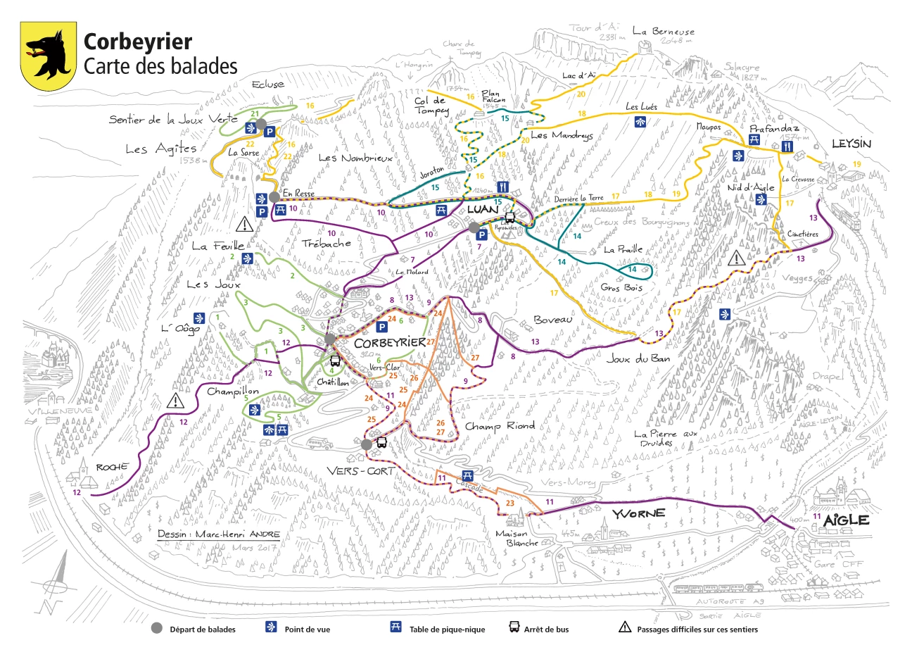 Corbeyrier – Carte des balades 2024