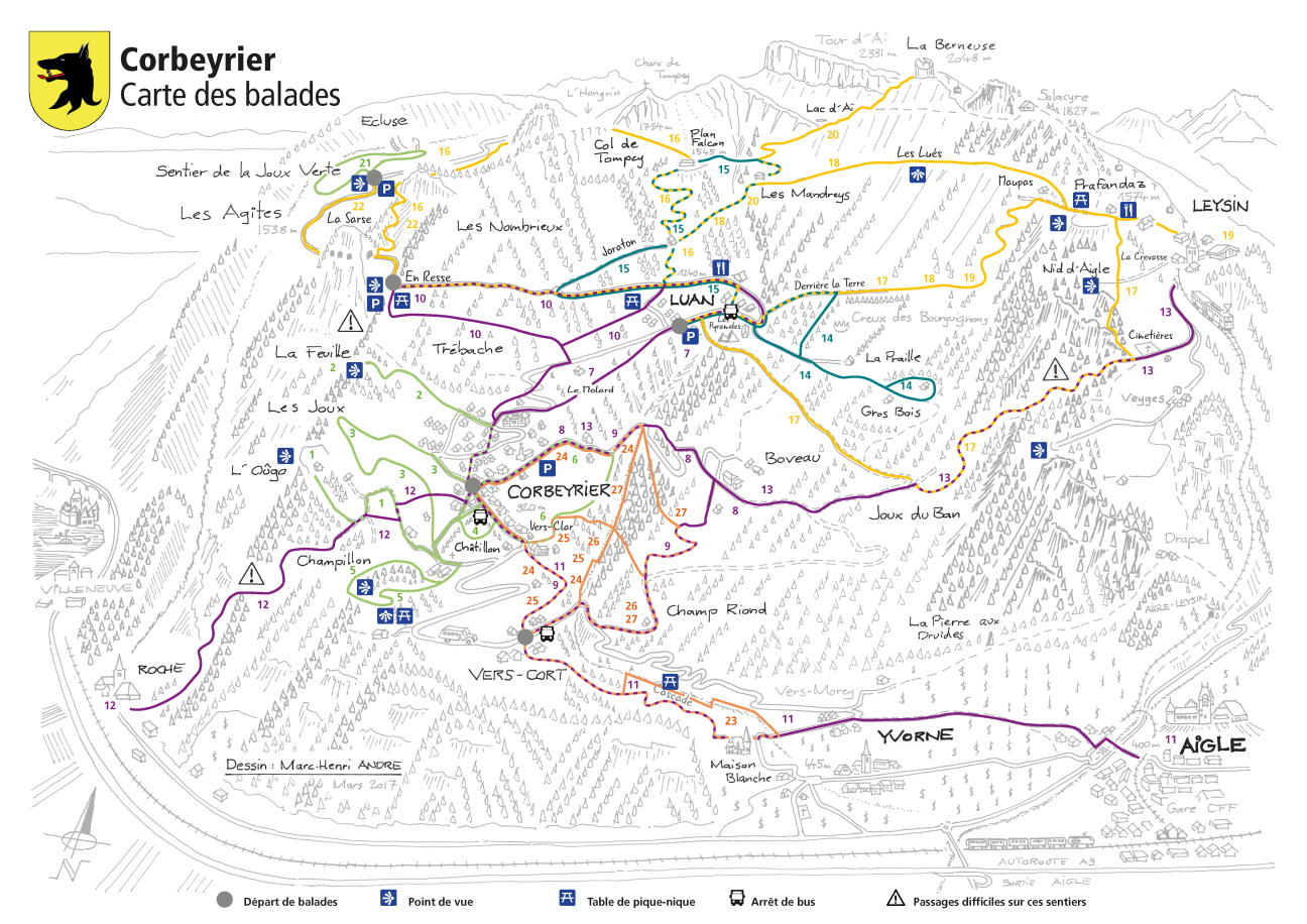 Corbeyrier – Carte des balades 2024