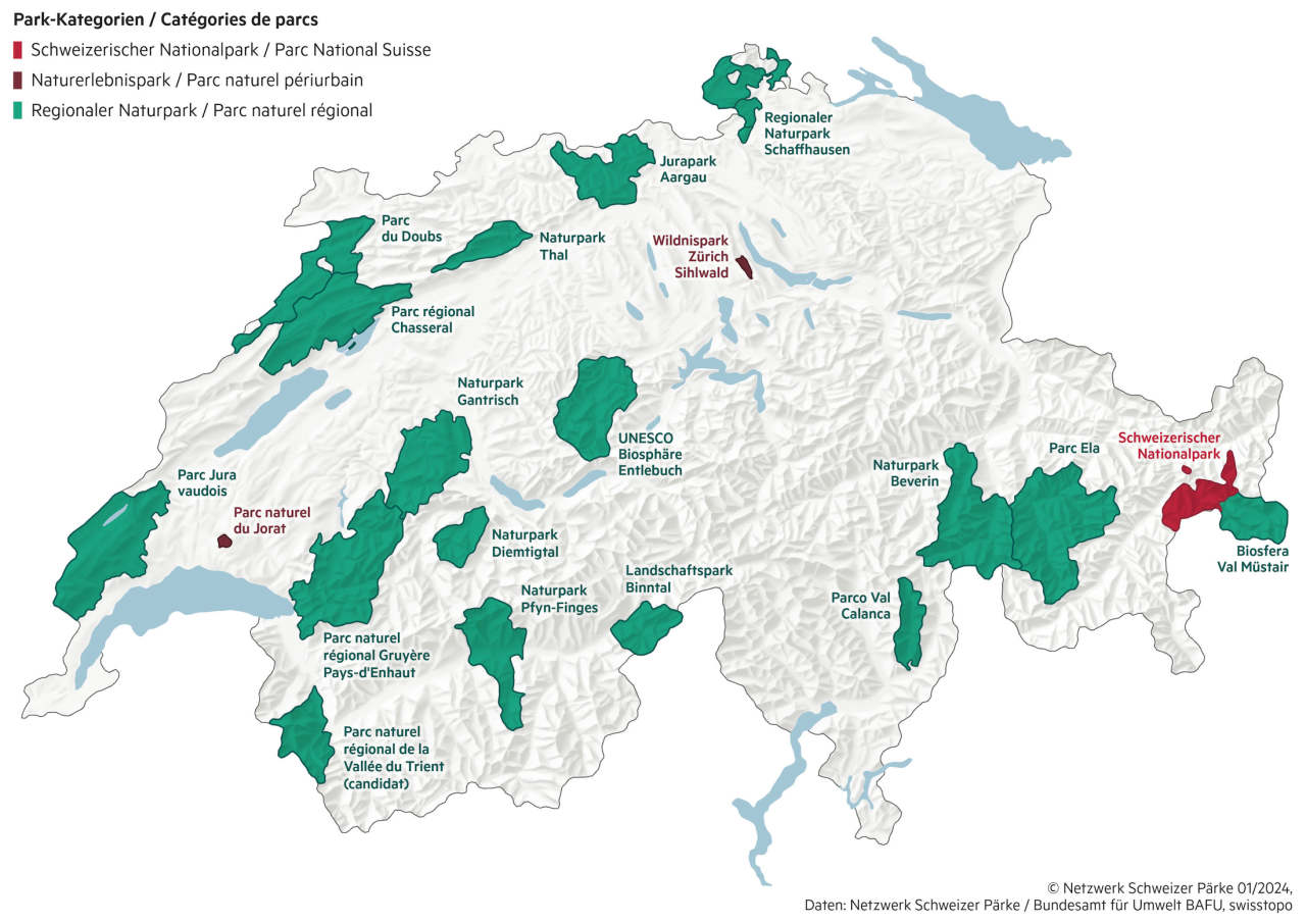 Carte parcs suisses 2024